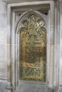 Memorial plaque honoring Austen at Winchester Cathedral.
